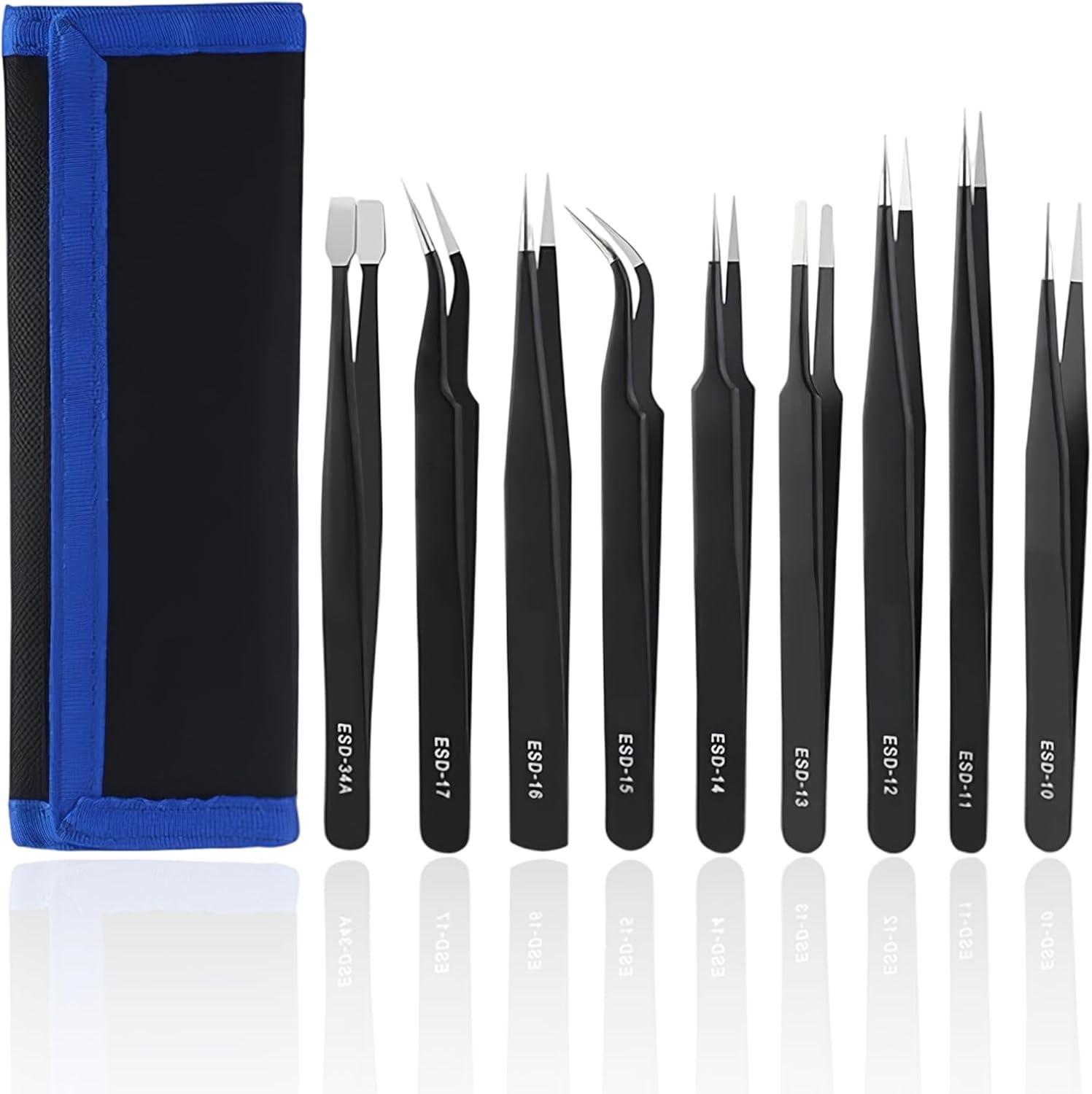 Electronics Repair Workshop - Precision Anti-static Tweezers Set 1.5MM Fine